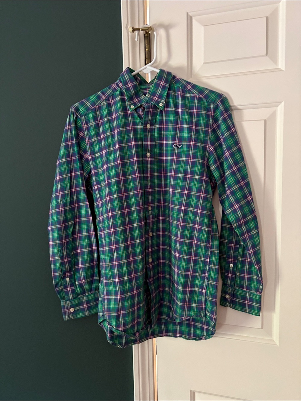Vineyard Vines Blue and Green Plaid Button-Down Shirt